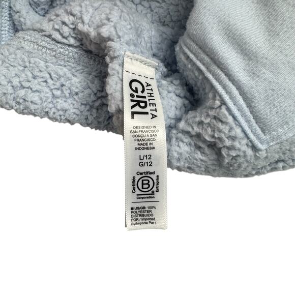 ATHLETA GIRL Teddy Fleece Full Zip Jacket in Pale Blue Size Large 12 Pockets - Picture 7 of 8